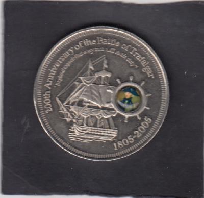 Beschrijving: 1 Dollar BATTLE OF TRAFALGAR SHIP coloured